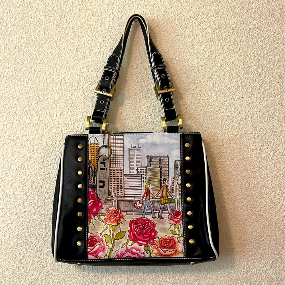 rian Leather handbag, Portland Oregon scene, Excellent condition